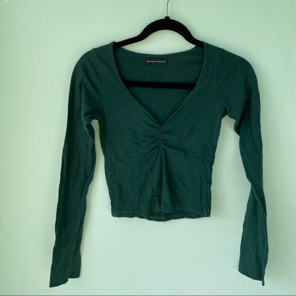Green Long Sleeve Brandy Melville Crop Top